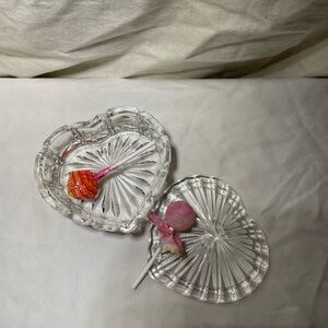 Vintage sweet heart shaped glass trinkets, jewelry box